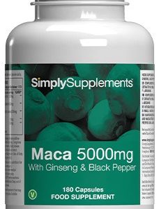 Maca-Wurzel 5000mg mit Ginseng & Schwarzem Pfeffer - 180 Kapseln